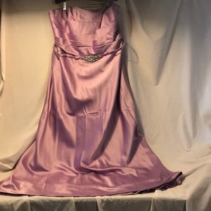 David’s Bridal Long Satin Strapless Bouquet Dress